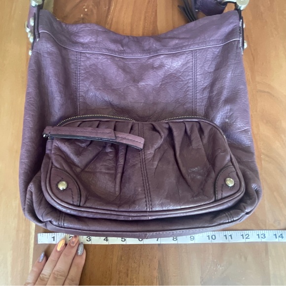 B. Makowsky Silver Trim Soft Purple Leather Hobo Shoulder Bag Purse Handbag - Picture 10 of 13